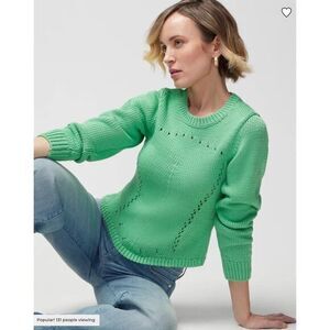 New!  White House Black Market Long Sleeve Pointelle‎ Detail Pullover, size L